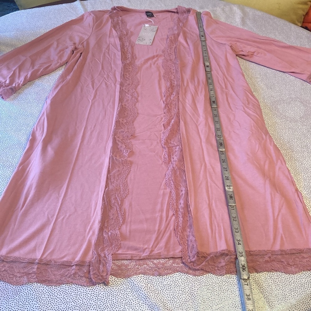 SHEIN LUNE Contrast Lace Open Front Coat size L NWT - Picture 13 of 16